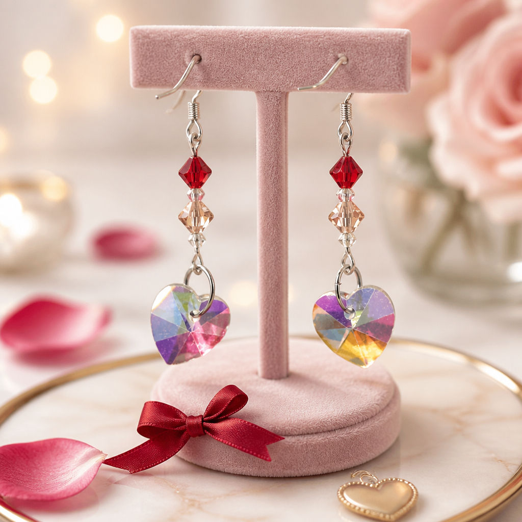 Swarovski Crystal Heart Drop Earrings 