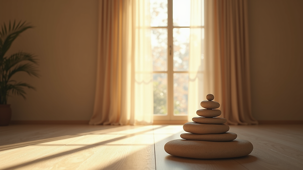 Close-up view of a serene meditation space with soft lighting