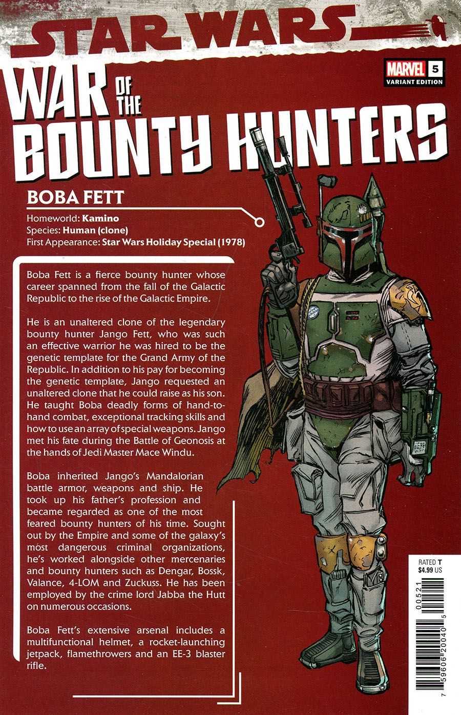 Star Wars War Of The Bounty Hunters #5 Cover B Variant Ron Frenz Bounty Hunter