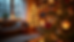 Eye-level view of a cozy living room decorated with warm holiday lights and festive ornaments