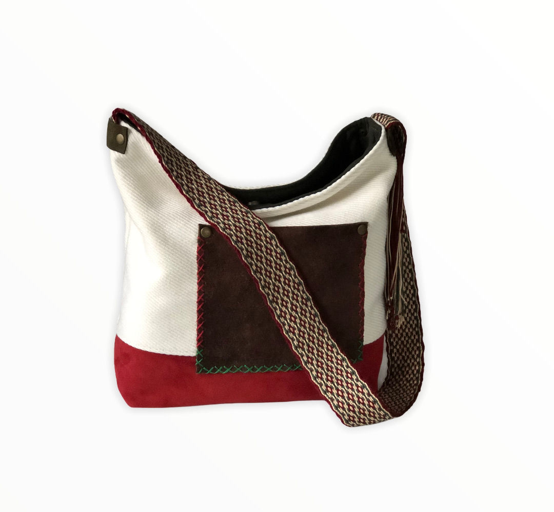 Dokuma Askılı Çanta-Bordo Süet