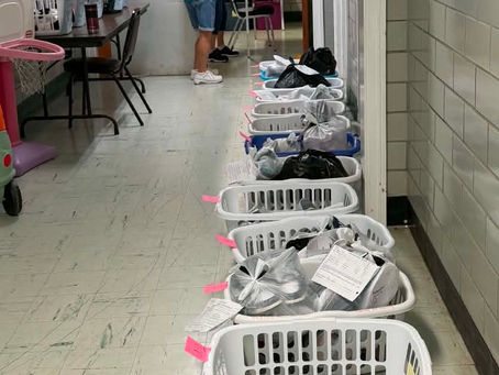 Shoes sorted for Back to School Assistance at Red Bird Mission