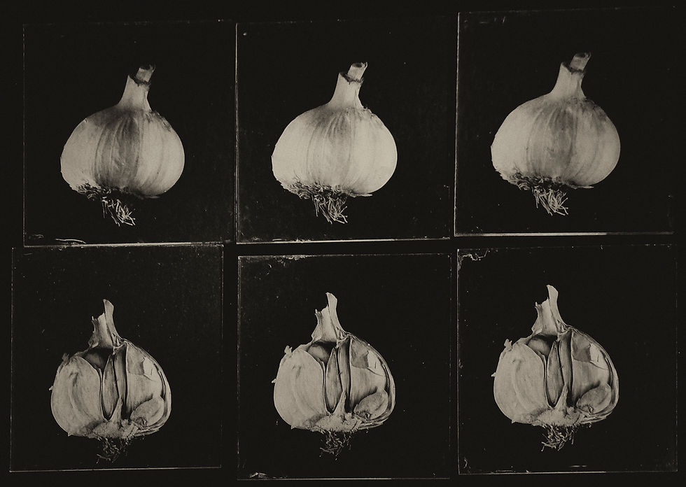 Whole and sliced garlic