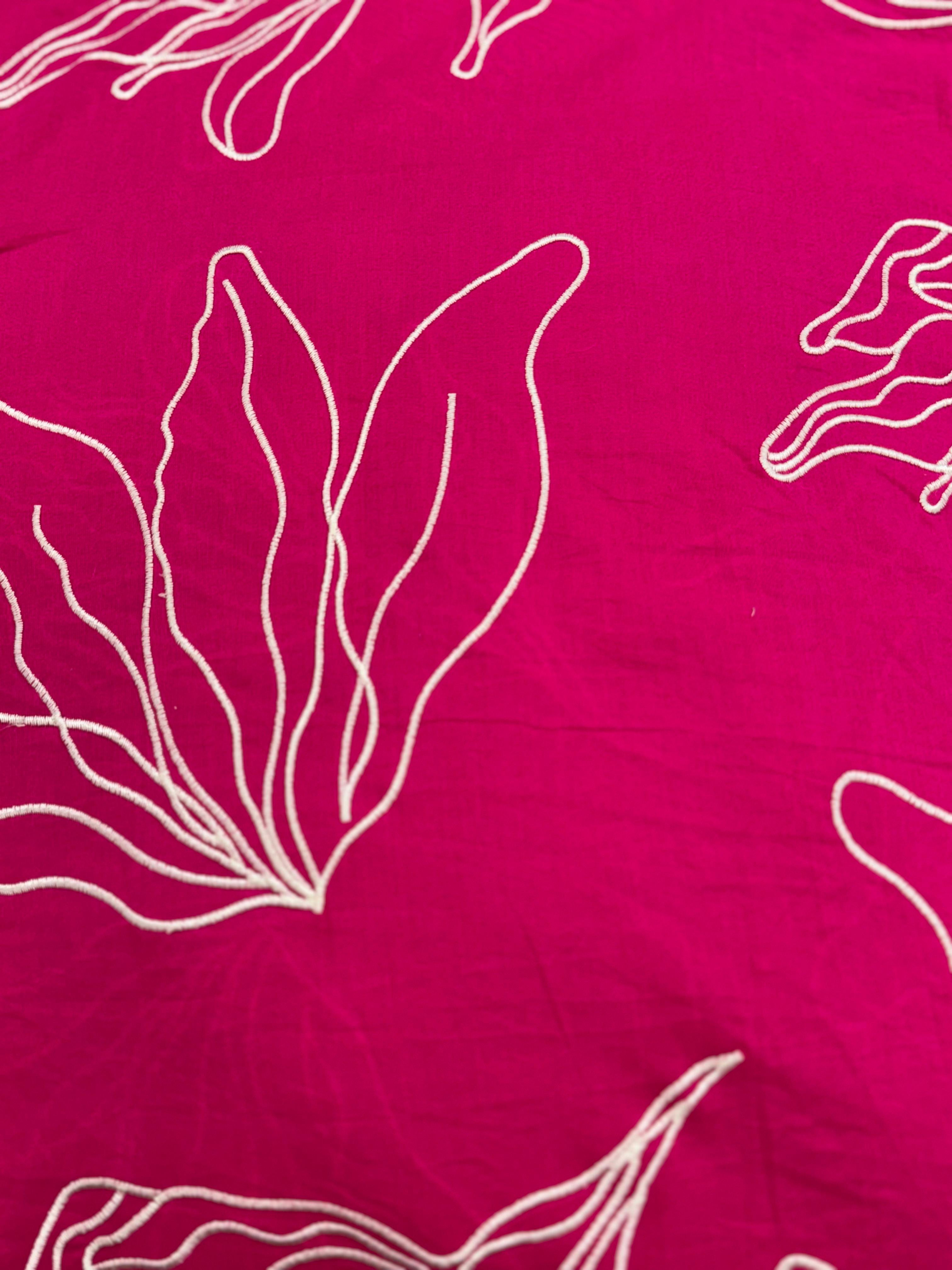 Elegant Abstract Line Embroidered Cotton Fabrics