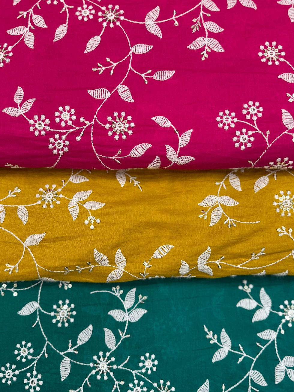 Thumbnail: Karishma Bold Bloom Embroidered Cotton Fabric