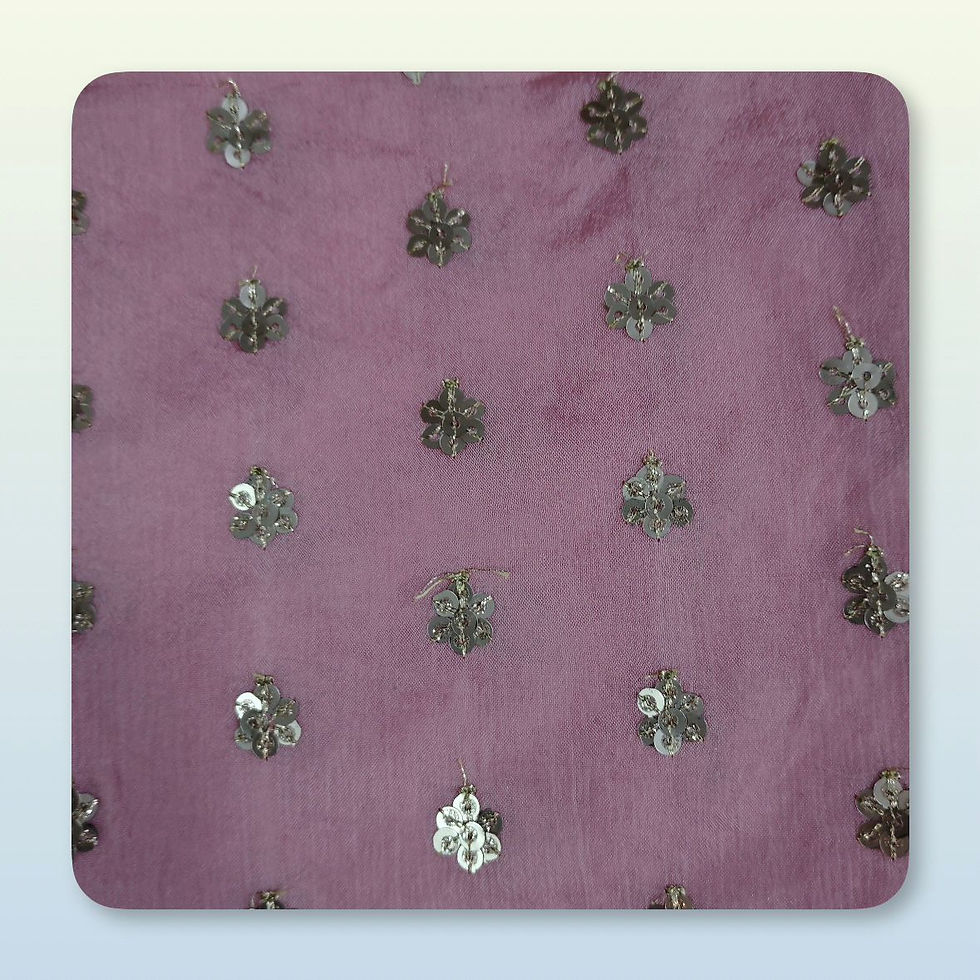 Thumbnail: Sequin Blossom Embroidery Fabric (Multi Shades)