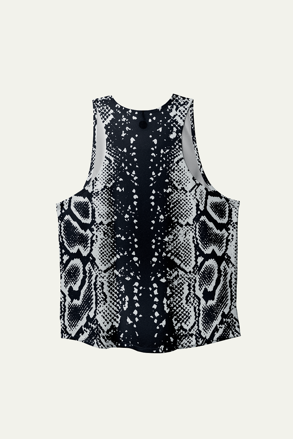 Python Singlet · singlet para correr escamas de pitón blanco y negro · vista de espalda