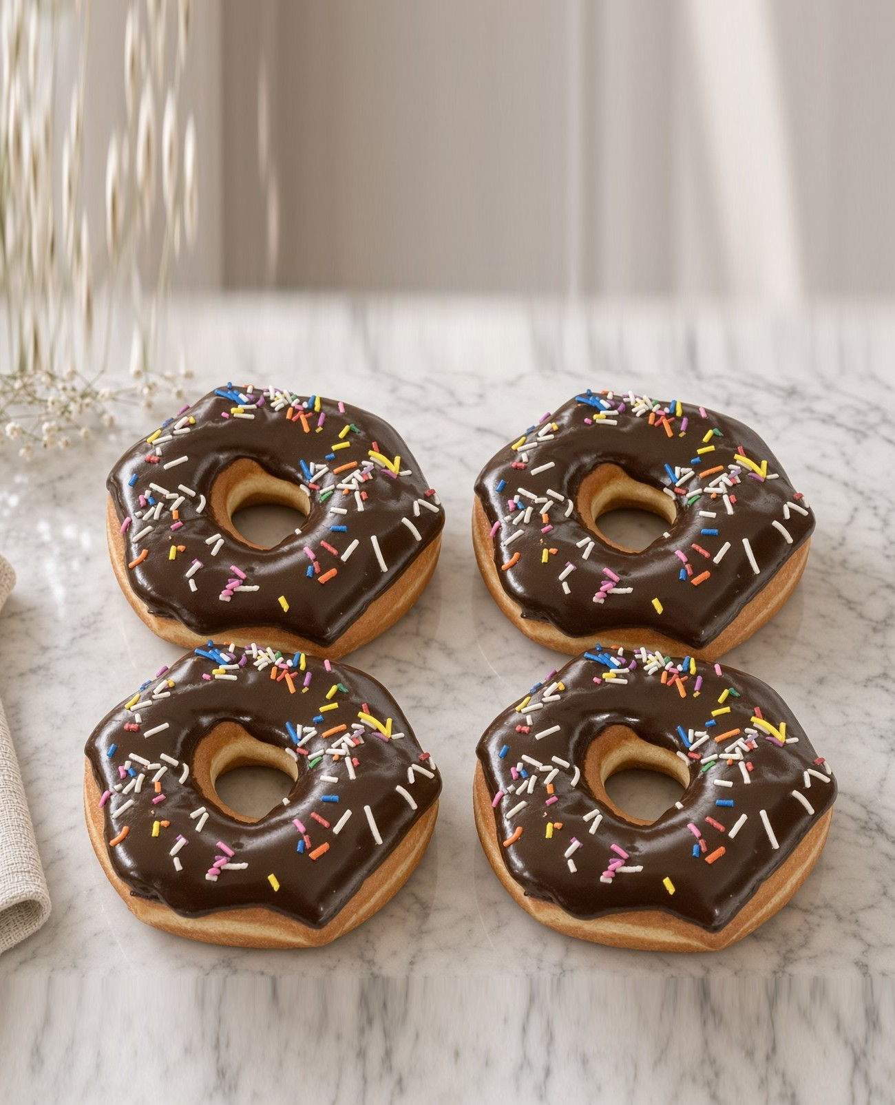 CHOCOLATE RAINBOW SPRINKLES DONUTS