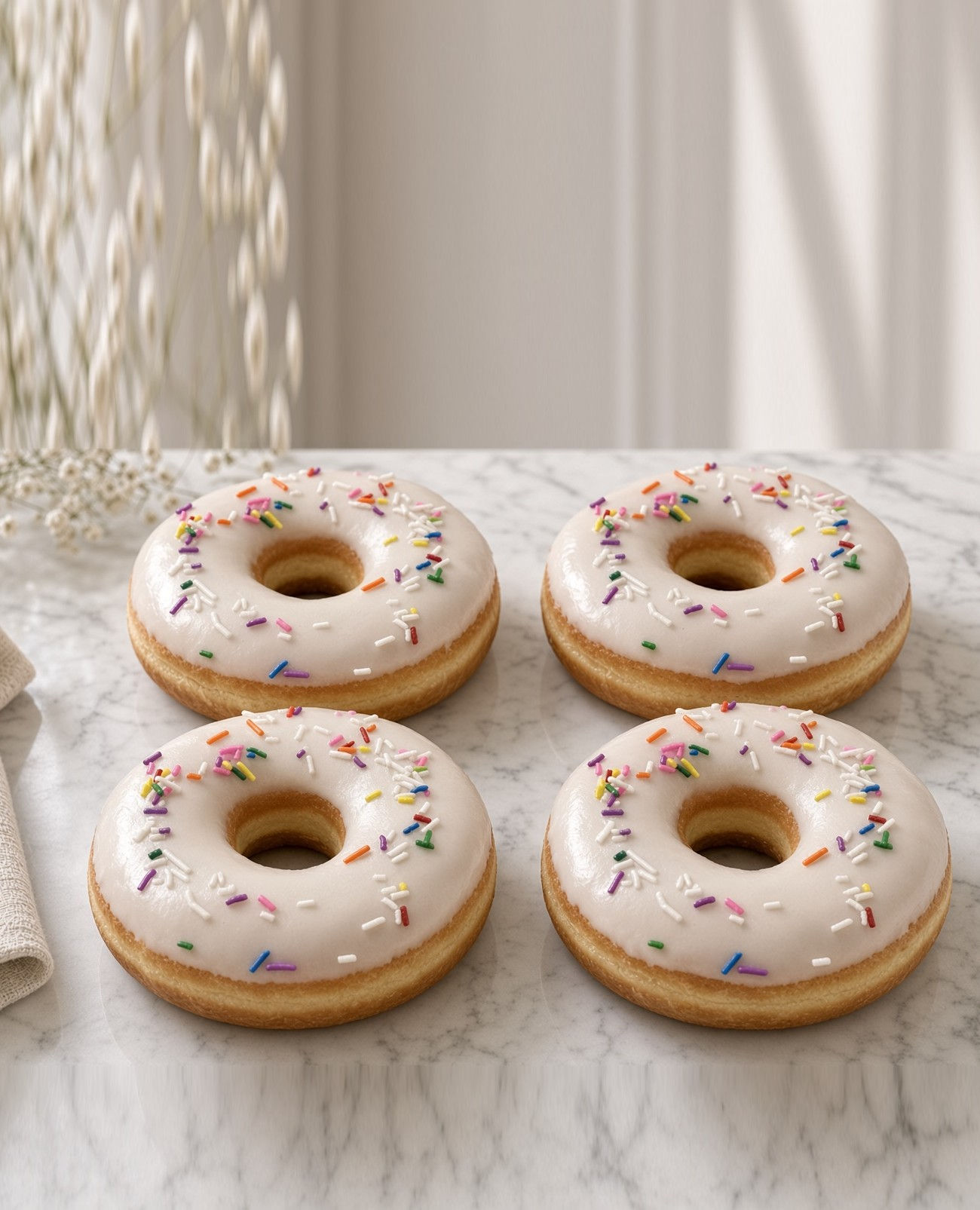 WHITE RAINBOW SPRINKLES DONUTS