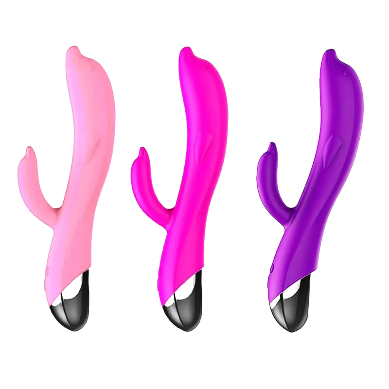 Vibrador em Formato de Golfinho com Estimulador de Clitóris com 6 Modos de Vibra