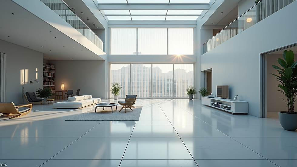 Wide angle view of a modern virtual reality setup for architectural evaluation