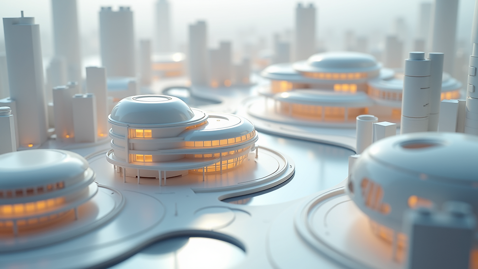 High angle view of a futuristic urban design model