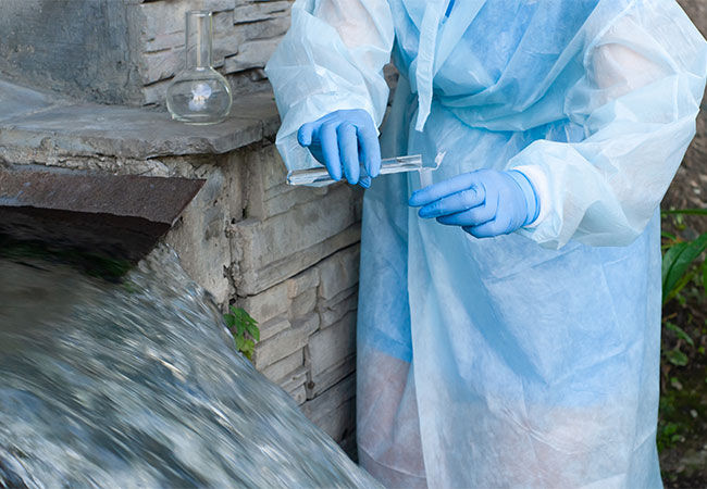 Amostragem de água contaminada