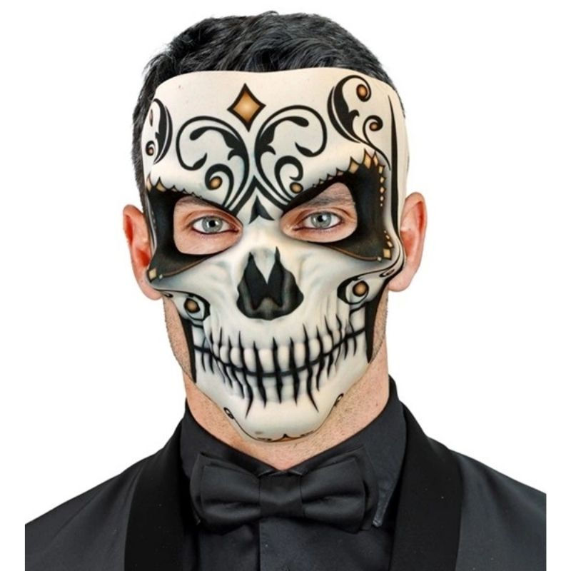 Sīktēls: Maska sejas ar zīm. Kungs dia de los Muertos auduma