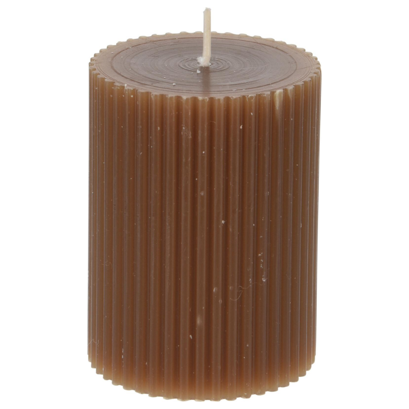 Svece cilindrs 60x80mm rievota brūna