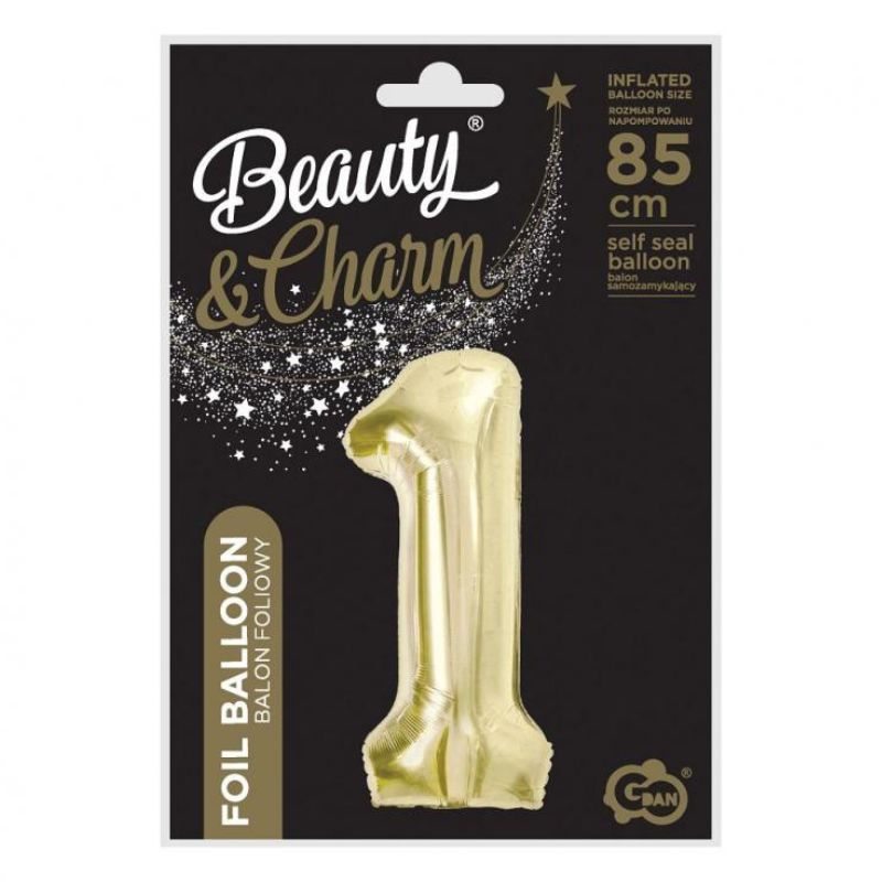 Sīktēls: Balons folija cipars 1 šampanieša 85cm