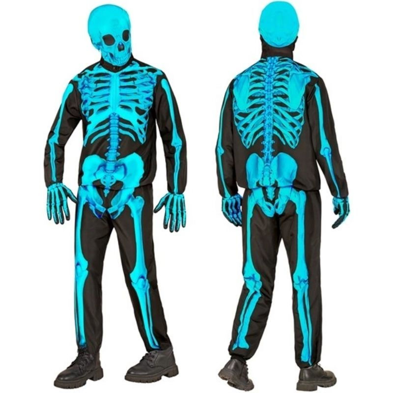 Sīktēls: Tērps Skeletons tumsā spīd 140cm/8-10g.(jaka, bikses, cimdi, maska)