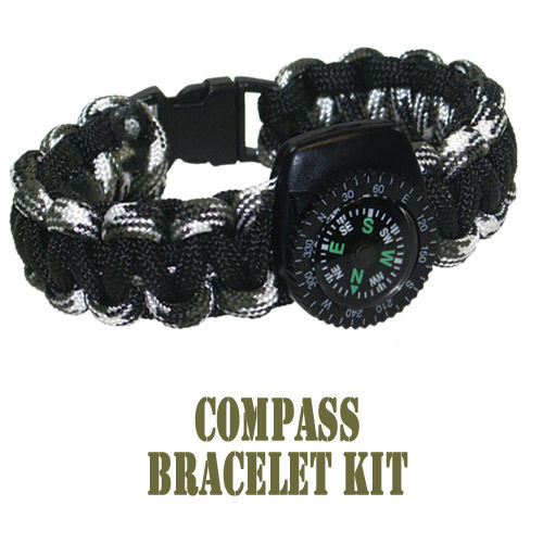 550 Parachute Cord Black Camo Compass Bracelet Kit