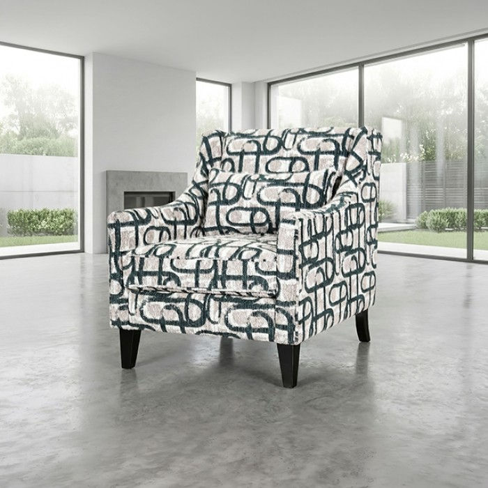 Viviani Accent Chair, Pattern - FM61007LB-CH-PT