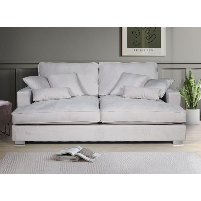 Light Gray Velvet Fabric Oversized Loveseat
