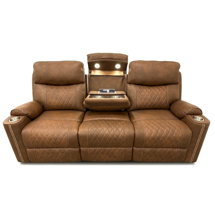 Brown Performance Fabric Manual Rocking Recliners Sofa