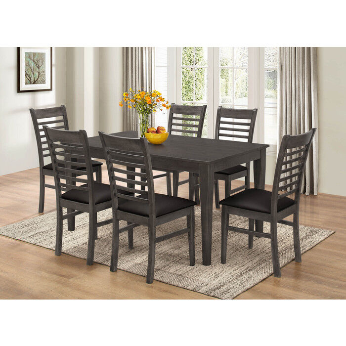 7PC Gray Wooden Dining Table Set w/ MDF Top