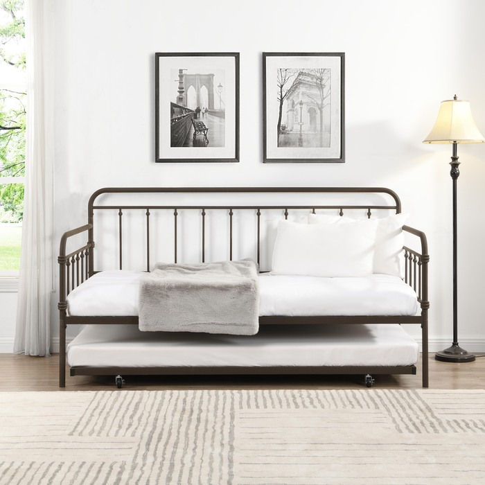 Copper Farmhouse Classic Metal Day Bed w/ Trundle - TWIN-TWIN