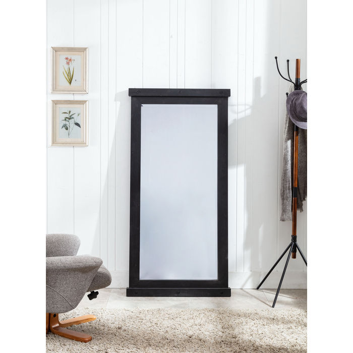 Black 31.5x63 Wooden Beveled Wall Mirror
