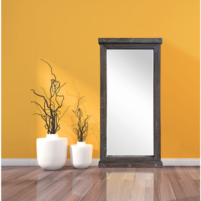 Gray 31.5x63 Wooden Beveled Wall Mirror
