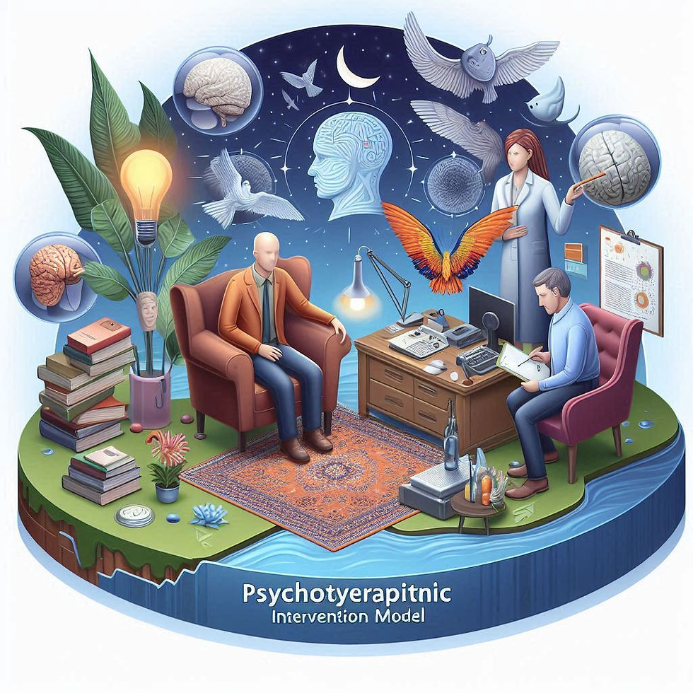 Ilustração: Psicoterapia, modelo de intervenção, casal em terapia com terapeuta.