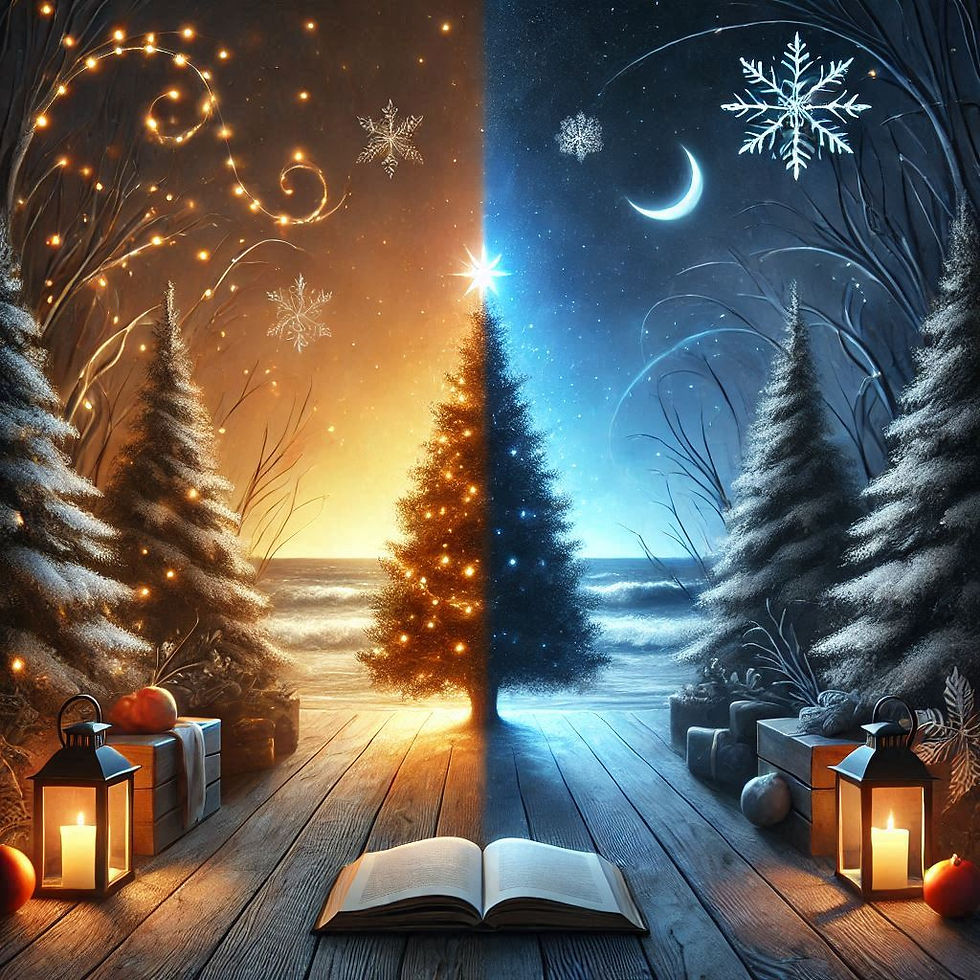 Árvore de Natal dividida: noite mágica e aconchegante
