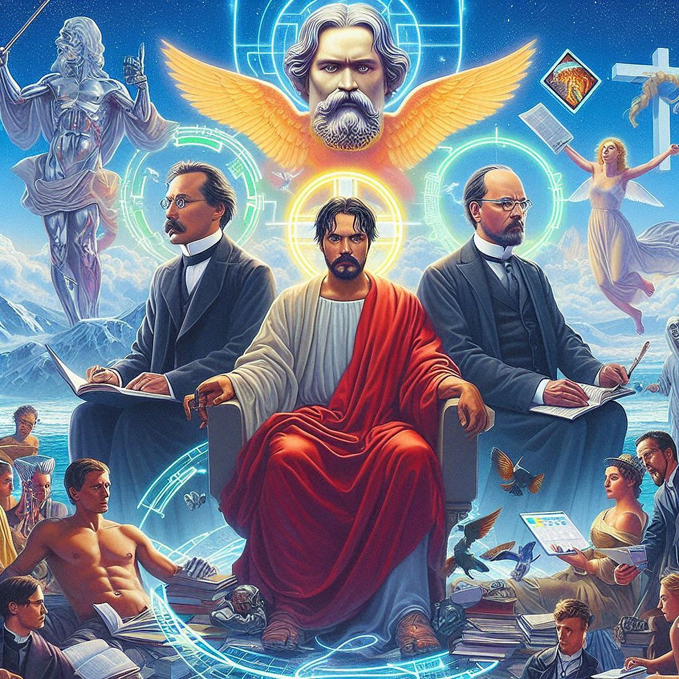 Jesus Cristo com Nietzsche e Marx, obra de arte digital