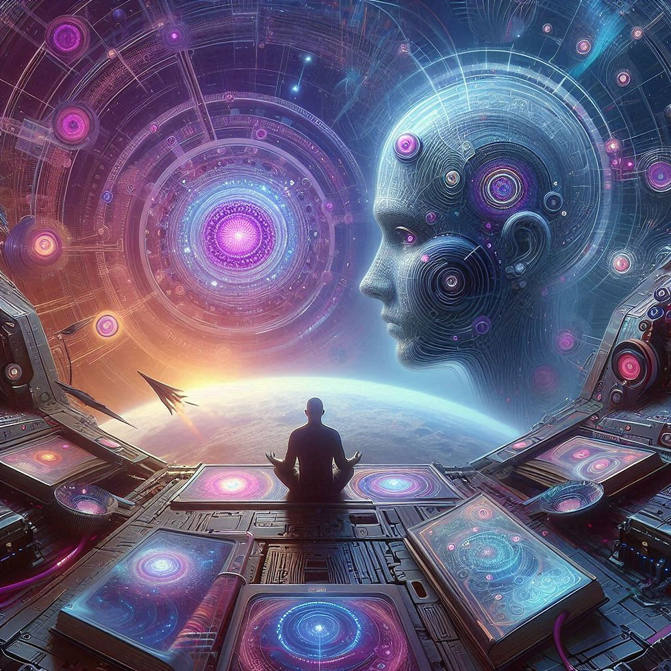 Imagem abstrata: conexão mente-robô, espaço