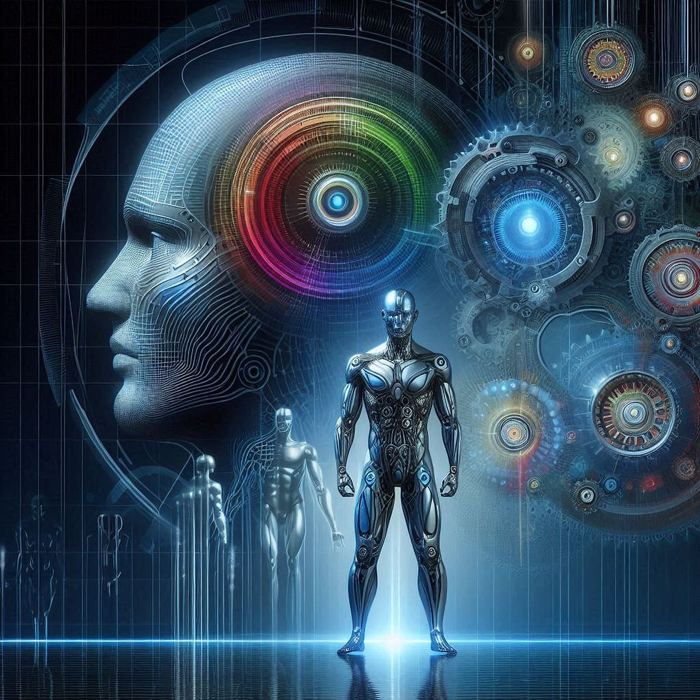 Robô futurista, tecnologia cerebral avançada