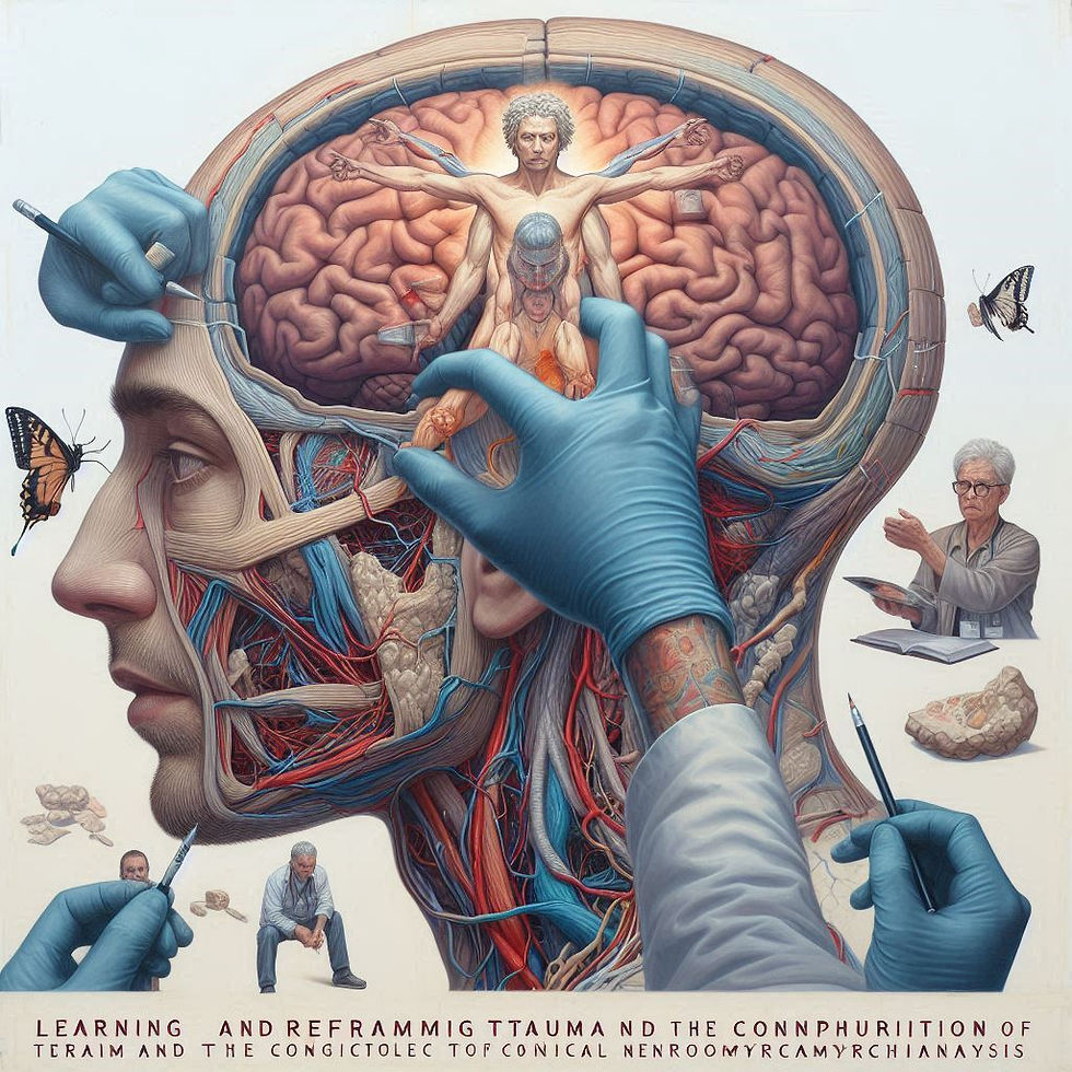Ilustração de cérebro e anatomia humana, aprendizagem e memória.