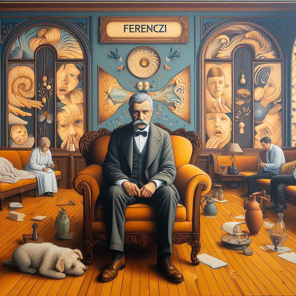 Freud em poltrona, obra 'Perenco', detalhes psicológicos