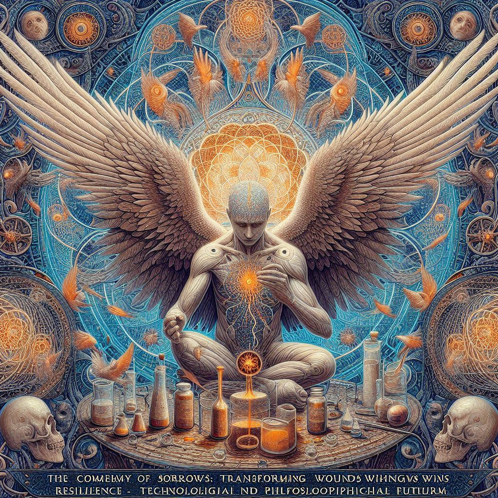 Anjo alado meditando, alquimia, psicologia analítica