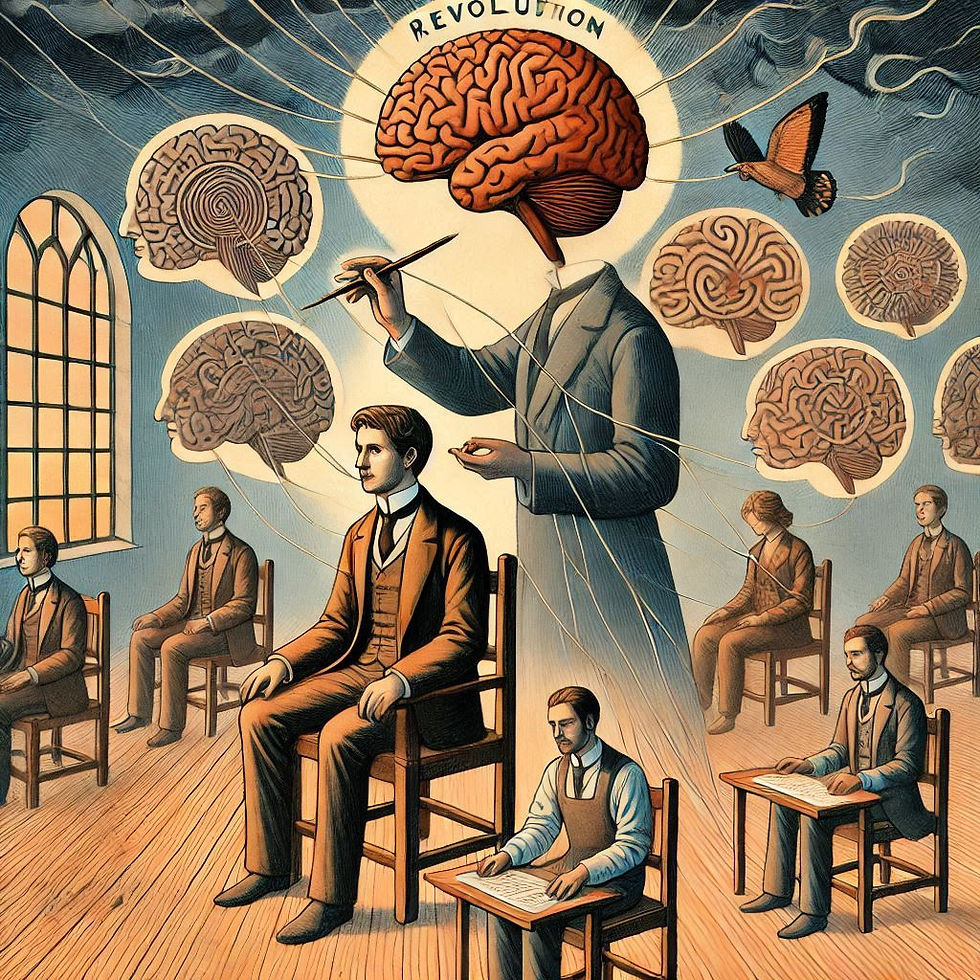 Ilustração: Professor ensinando técnicas de memorização a alunos.