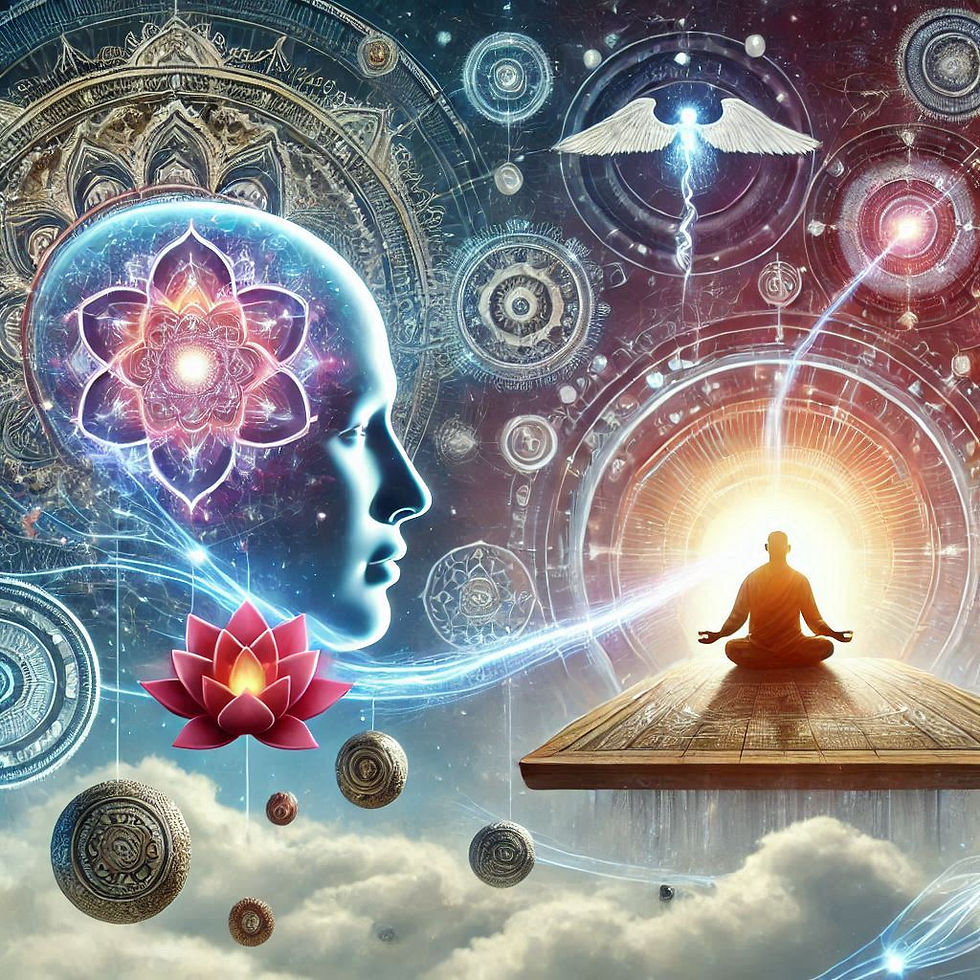 Ilustração: mente, meditação, energia cósmica