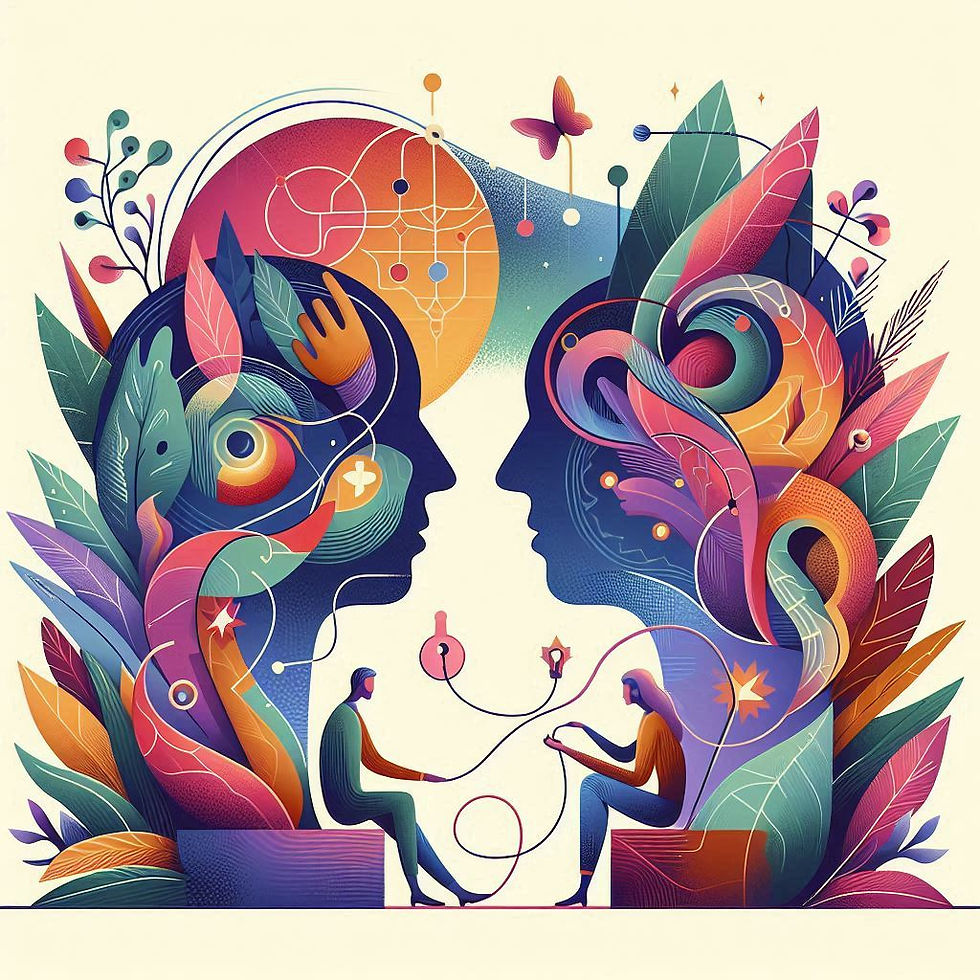 Ilustração: Conexão mental, psicoterapia, Neuropsionline