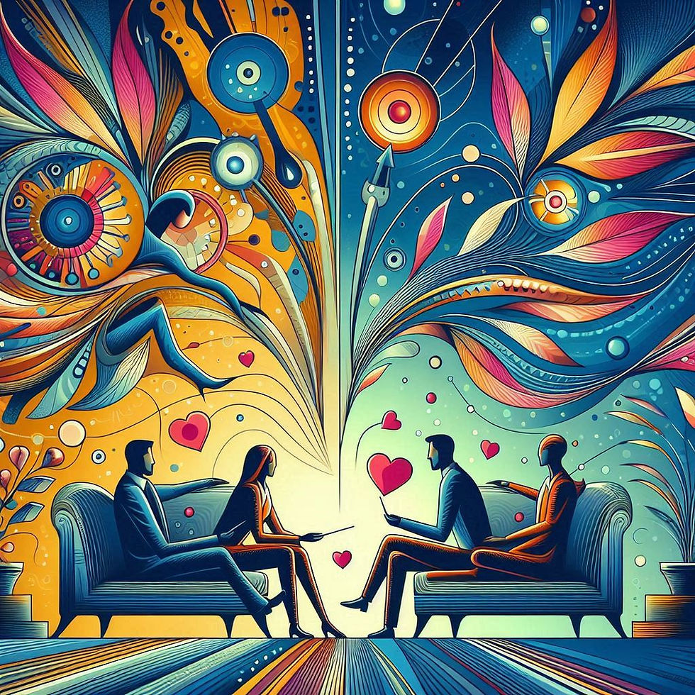 Ilustração: terapia de casal, amor e conexão
