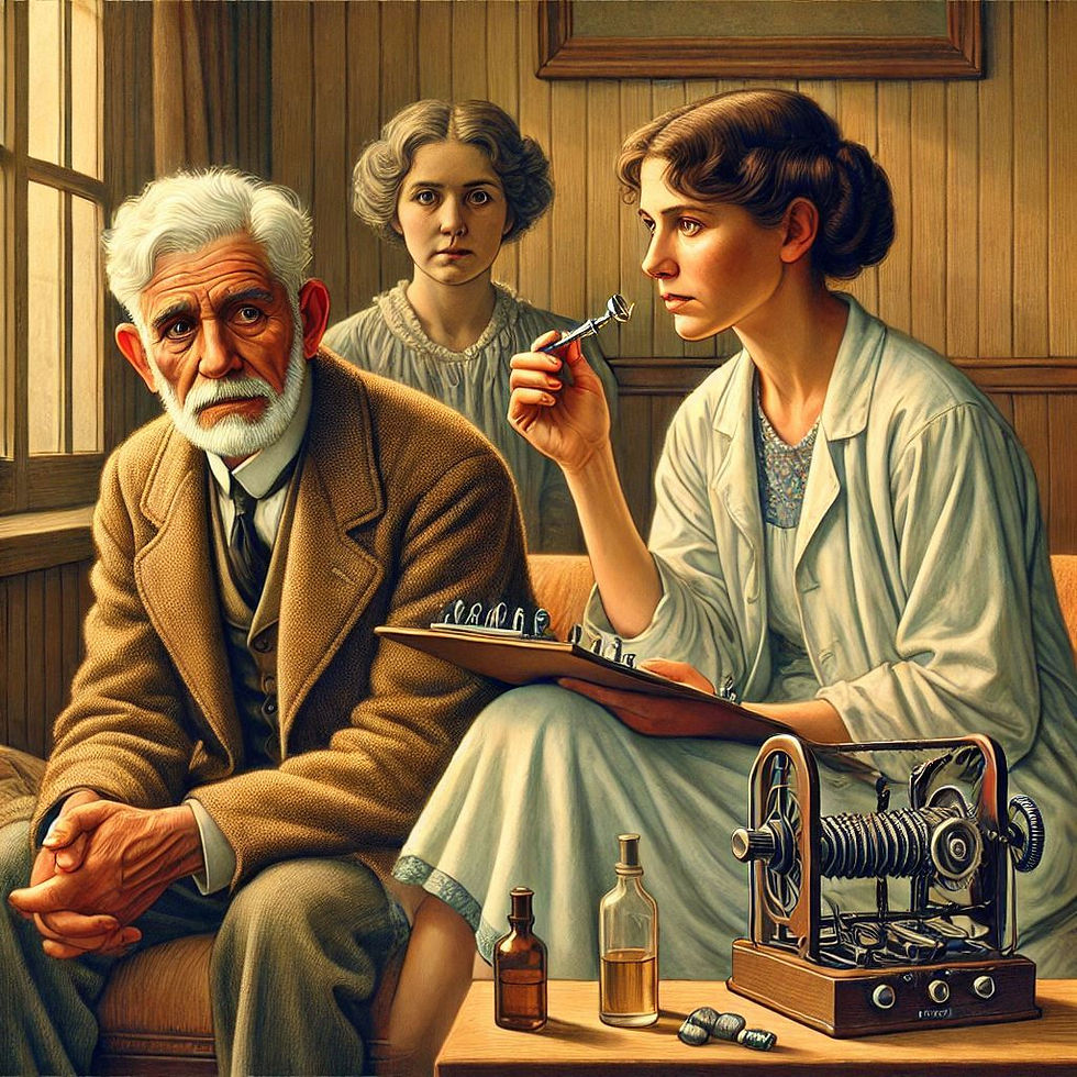 Freud em sessão com paciente e assistente