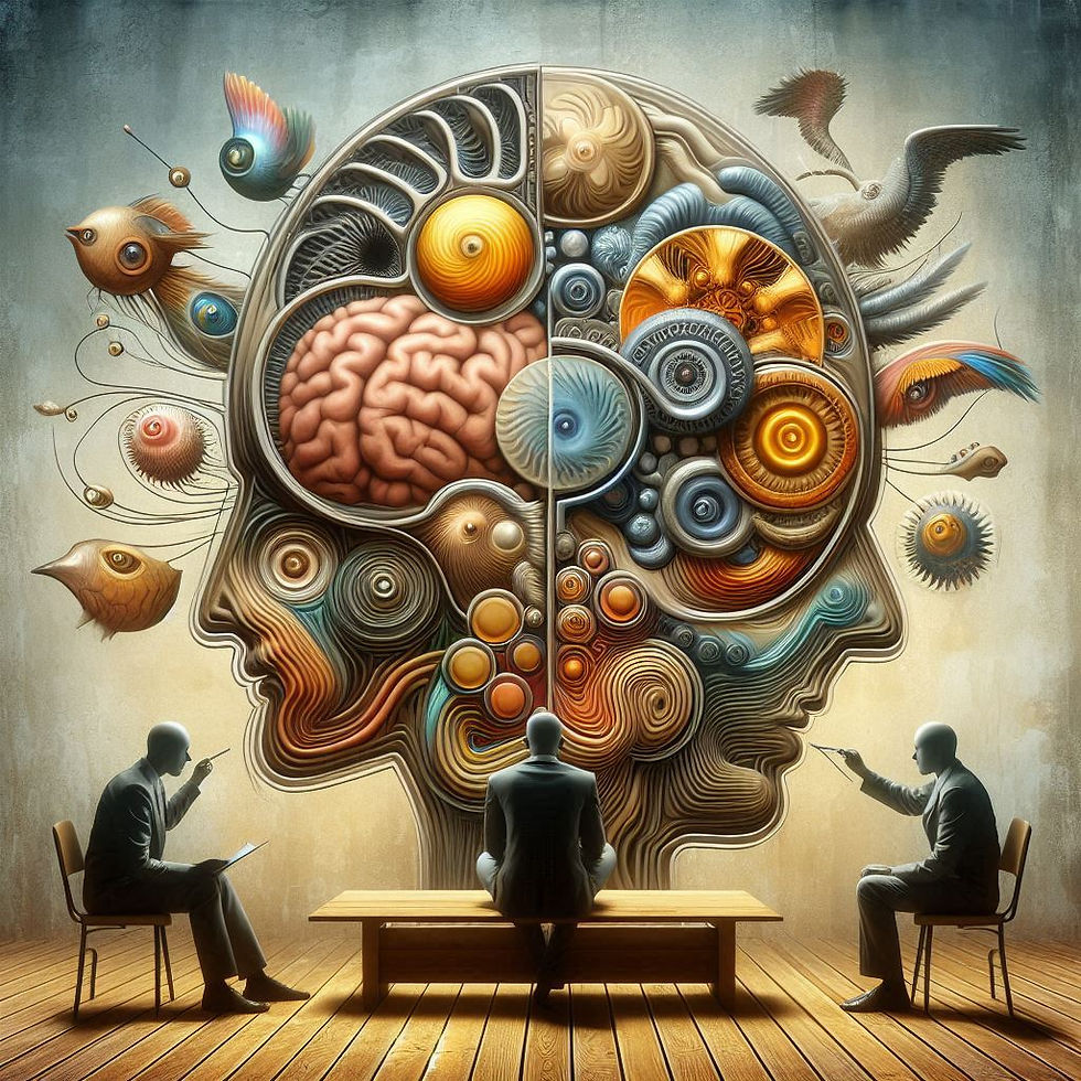 Ilustração abstrata: cérebro complexo, discussão profissional
