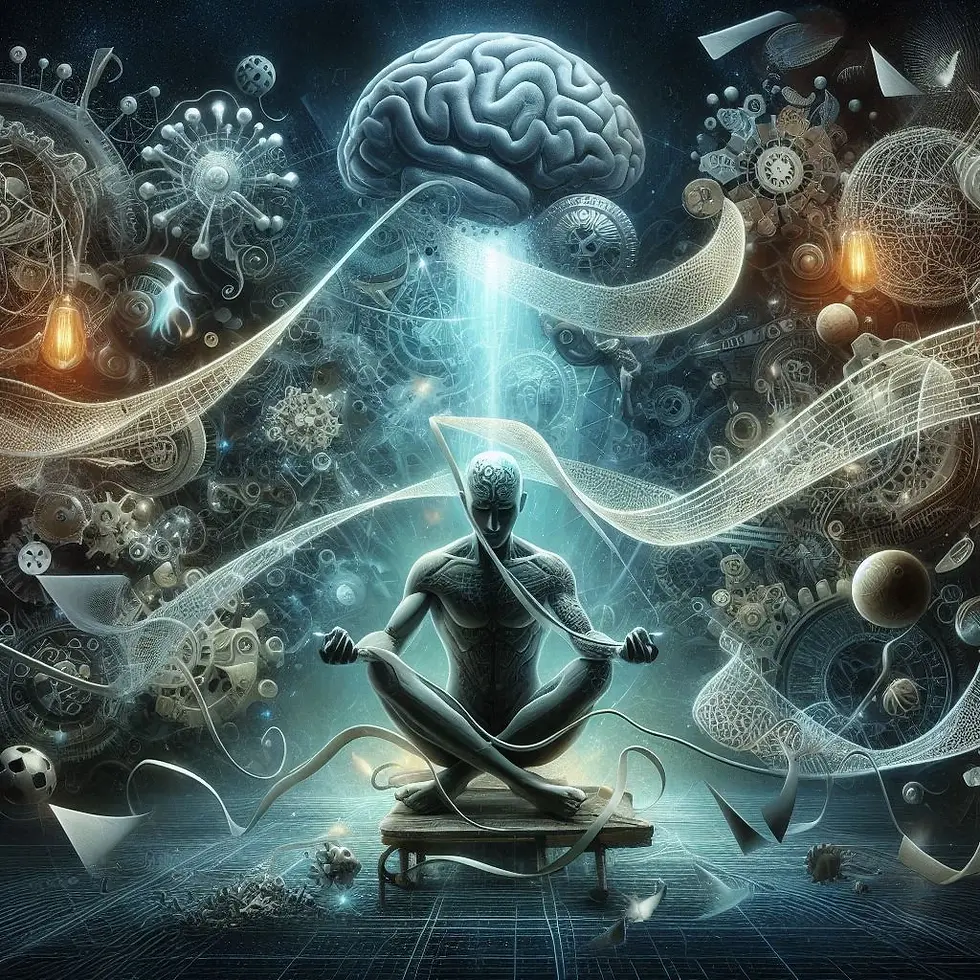 Ilustração: homem meditando, cérebro radiante, Psicologia Analítica: Fundamentos e Contribuições, Neuropsionline