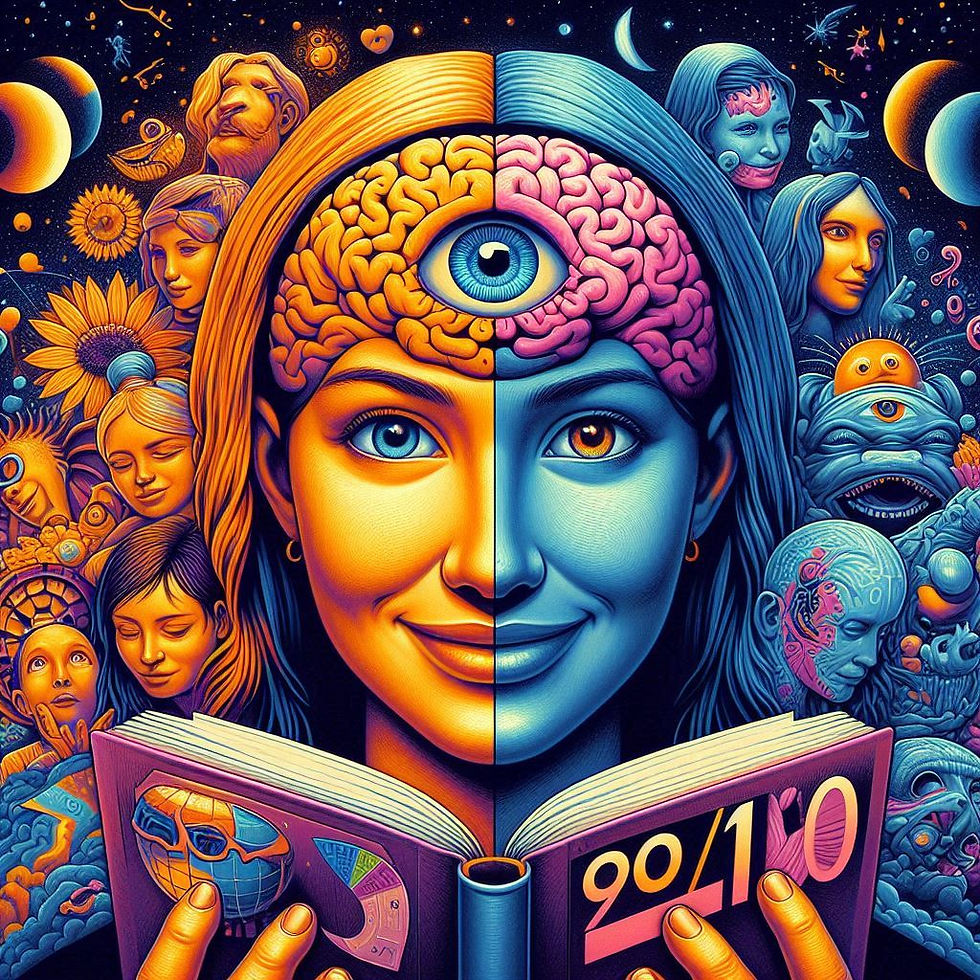 Ilustração: mulher lendo livro 20/10, neurociência e arte