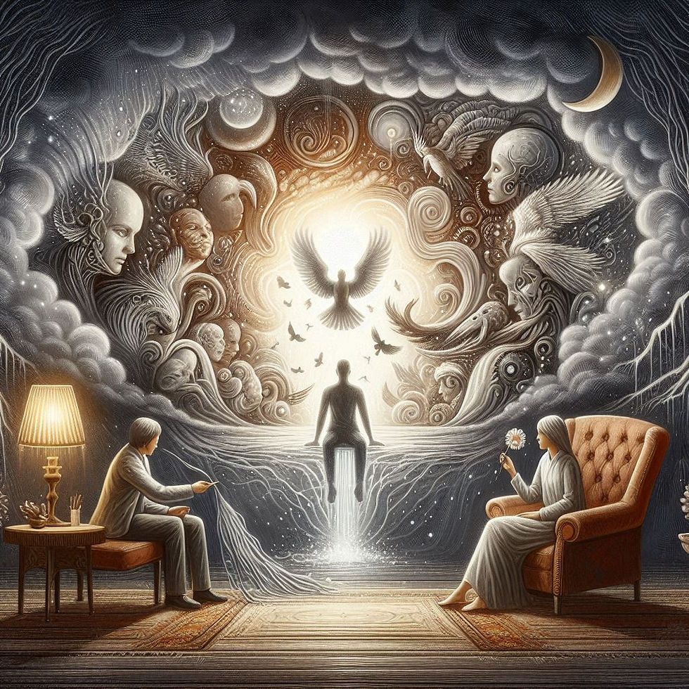 Imagem abstrata: transferência psicanalítica, paciente meditando, Neuropsionline
