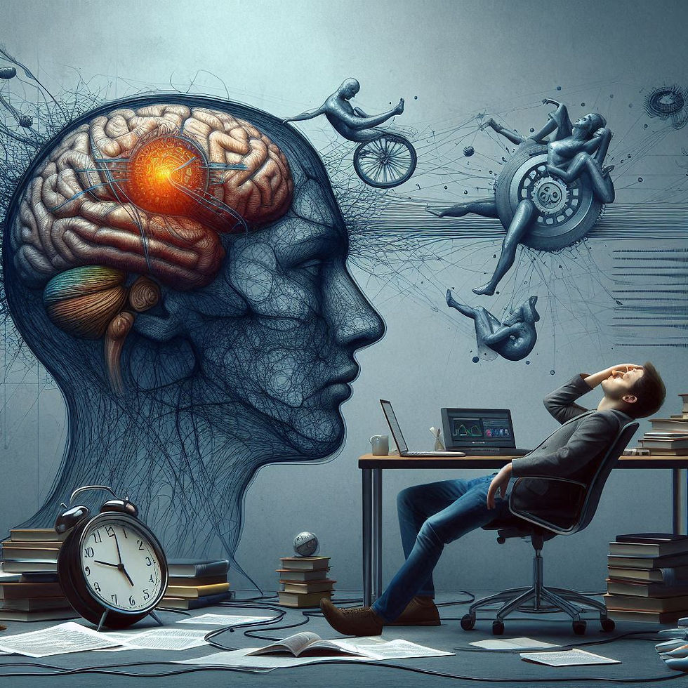 Ilustração cérebro e homem: memória e aprendizagem