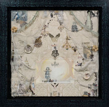 Mi teatro 122 x 122 cm oleo y collage