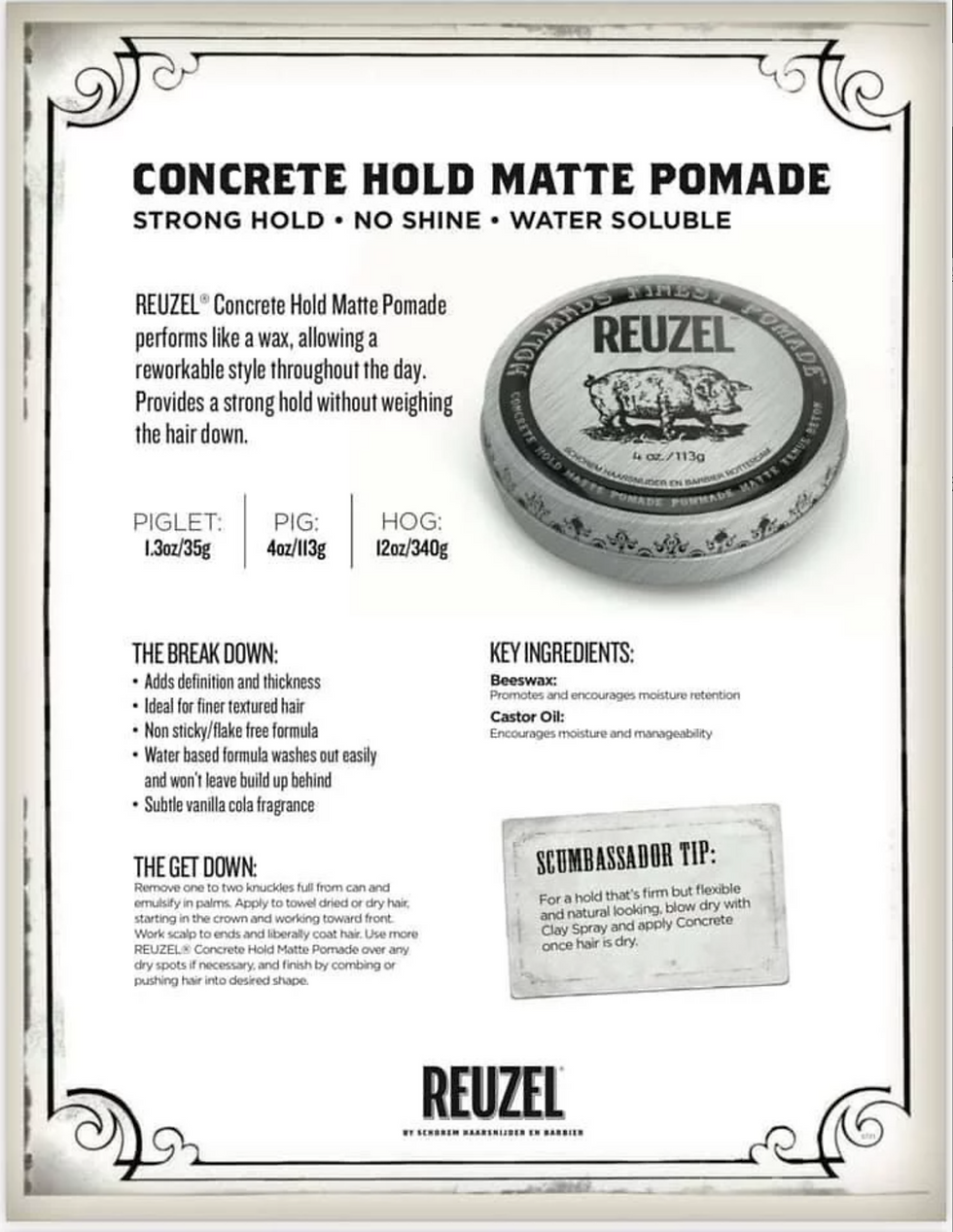 Thumbnail: Reuzel Concrete Pomade Silver Pig Concrete Matte Pomade 4oz