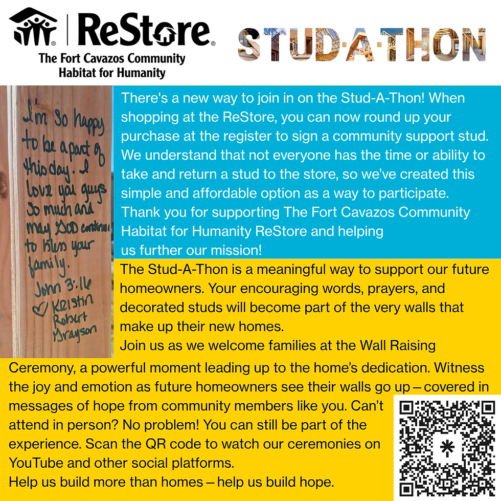 There's a new way to join in on the Stud-A-Thon! When shopping at the ReStore, you can now